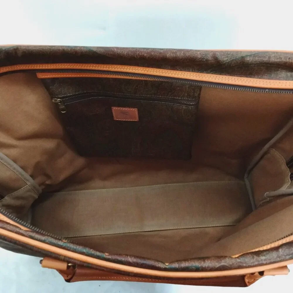 Vintage Etro Lrg Weekender Paisley Briefcase Laptop Shoulder Bag Crossbody Chain